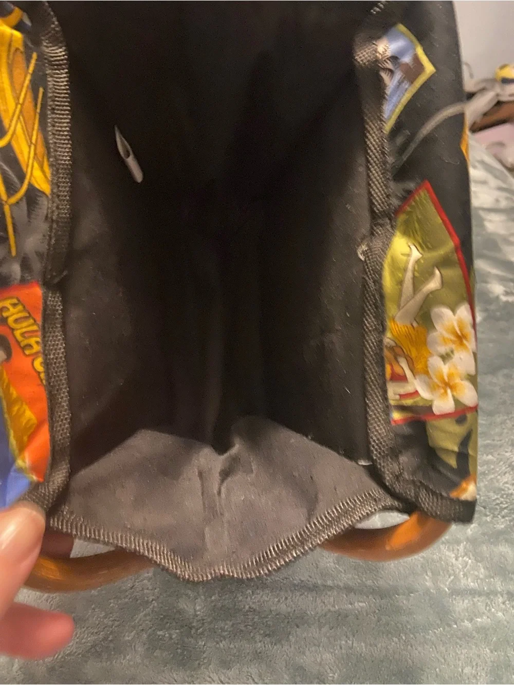 Collapsible Fabric Storage Basket in Black with Colorful Print